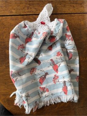 Handmade Cardinal Hanging Kitchen Towel Crocheted Topper